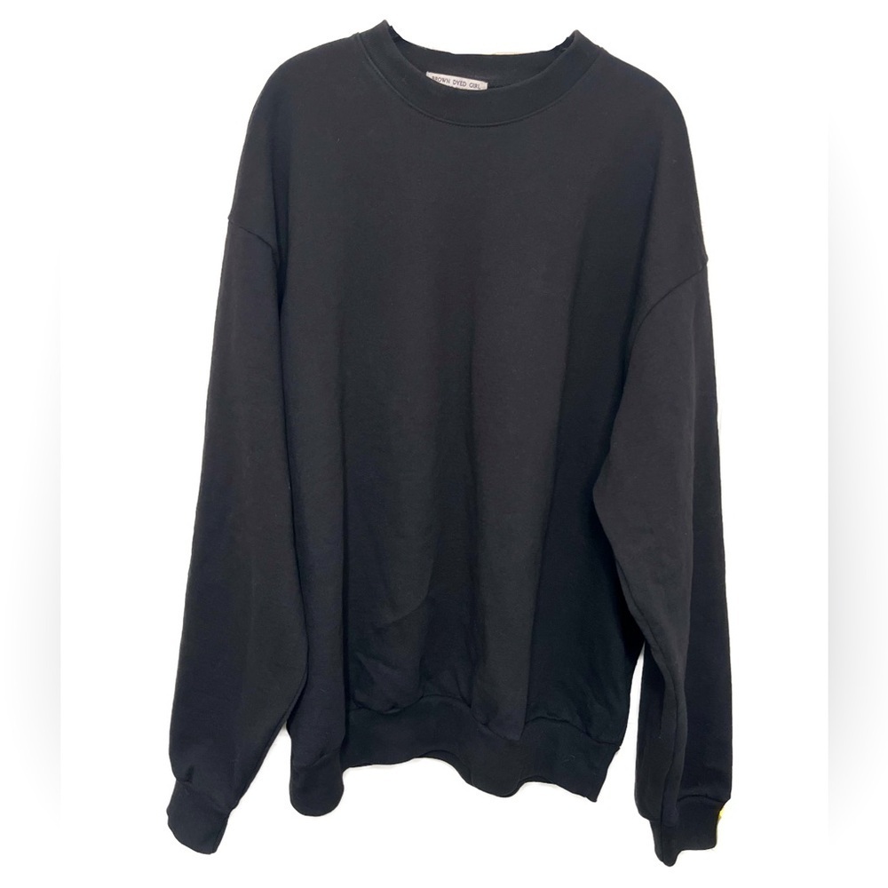 Brown Dyed Girl Black Long Oversized Minimalist Sweatshirt L/XL Heavy Knit